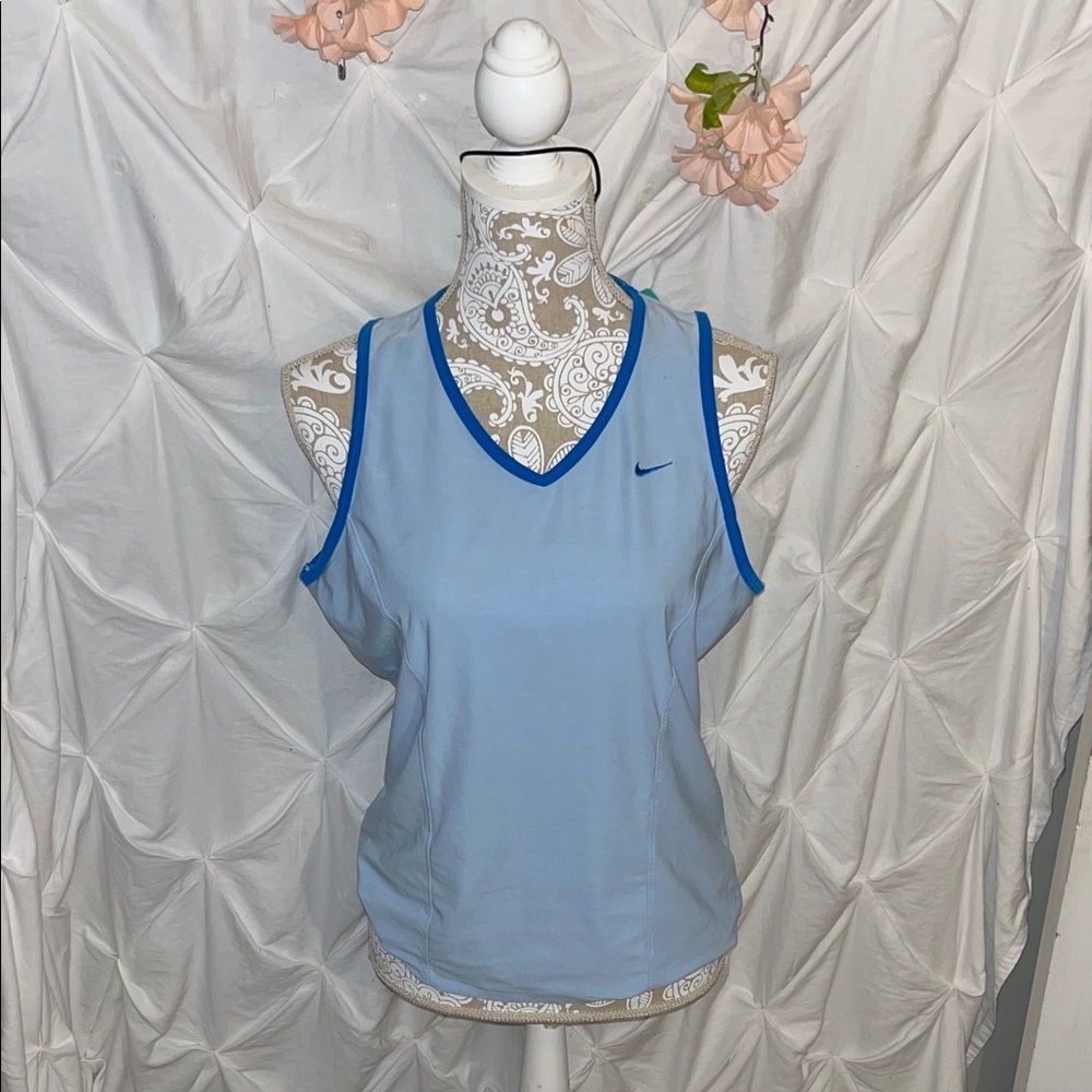Nike Light Blue Athletic Tank with Royal Blue Trim